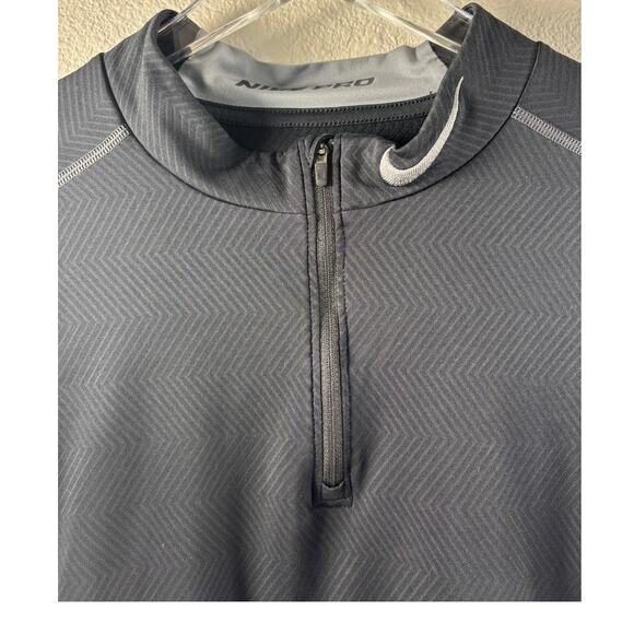 Nike Pro Combat Dri Fit Hyperwarm Lite Fitted Quarter Zip Shirt Top Mens XXL - Picture 4 of 7